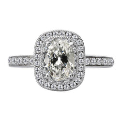 Halo Oval Old Miner Real Natural Earth Mined Diamond Engagement Ring 8 Carats Vintage Style