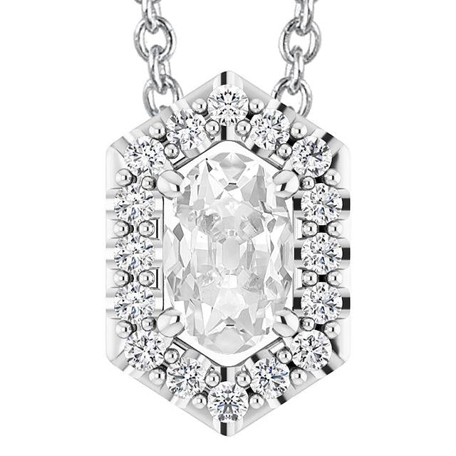Halo Oval Old Miner Real Diamond Pendant White Gold With Chain 7.50 Carats