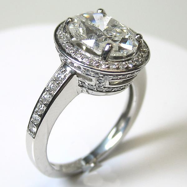 Halo Oval Real Diamond Engagement Ring 3 Carats