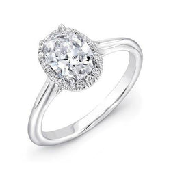 Halo Oval Round Cut Real Diamond Engagement Ring 3.2 Ct