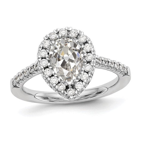 Halo Pear Old Miner Real Diamond Ring 3.70 Carats Gold 14K - Halo Ring-harrychadent.ca