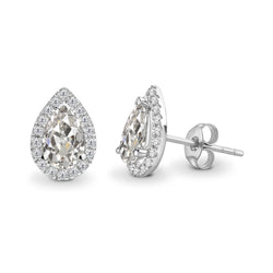 Antique Cushion Diamond Earrings 4 ct – 14 Karat White Gold
