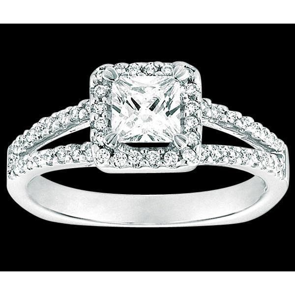 Halo Princess Real Diamond Ring With Accents 2.25 Ct. White Gold 14K