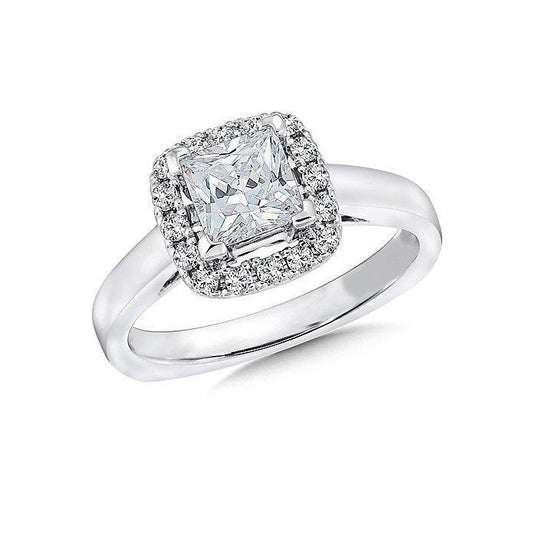 Halo Princess & Round 2.30 Carats Genuine Diamond Ring White Gold 14K