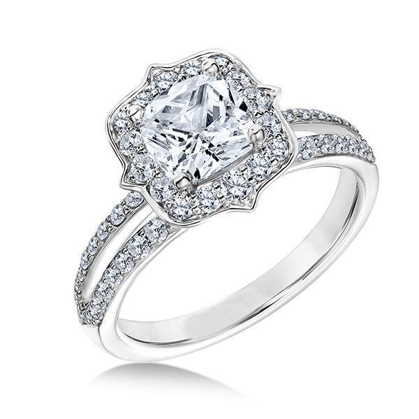 Halo Real Diamond Anniversary Ring 2.75 Carats Split Shank White Gold 14K