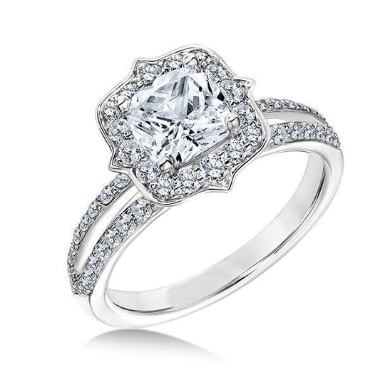 Halo Real Diamond Anniversary Ring 2.75 Carats Split Shank White Gold 14K