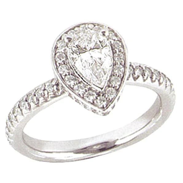 Halo Real Diamond Engagement Pear Shape Ring 2.01 Carats