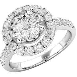 Halo Real Diamond Engagement Ring 5.10 Carats 14K White Gold