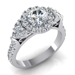 Halo Real Diamond Engagement Ring For Women