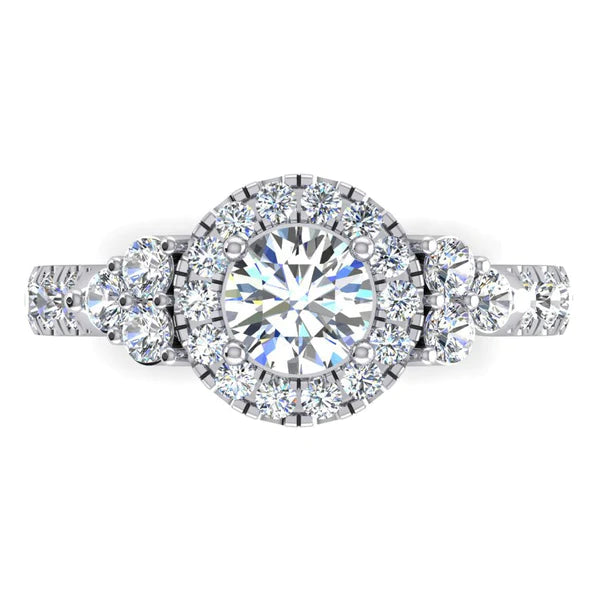 Halo Real Diamond Engagement Ring For Women