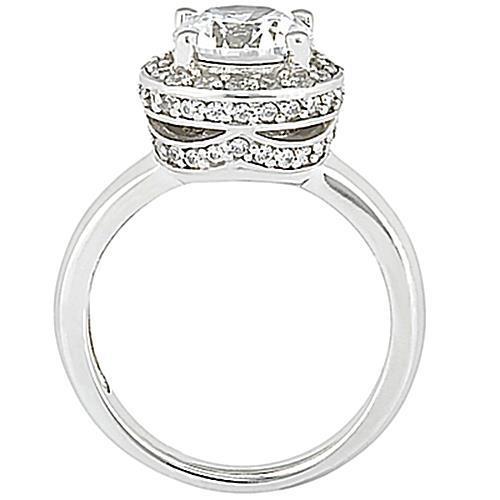 Halo Real Diamond Engagement Ring White Gold 2.61 Ct.