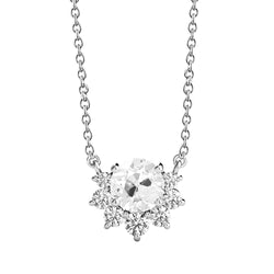 Halo Real Natural Earth Mined Diamond Pendant Round Old Miner 3 Carats With Chain Gold 14K