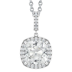 Halo Real Natural Earth Mined Diamond Pendant Round & Cushion Old Mine Cut 7.50 Carats