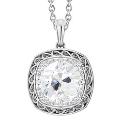 Halo Real Natural Earth Mined Diamond Pendant Vintage Style Old Mine Cut Jewelry 4.50 Carats