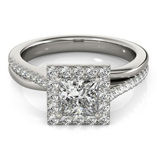 Halo Real Diamond Princess Cut With Accents Ring 1.50 Carats