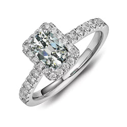 Halo Real Diamond Ring With Accents Oval Old Mine Cut 4 Carats