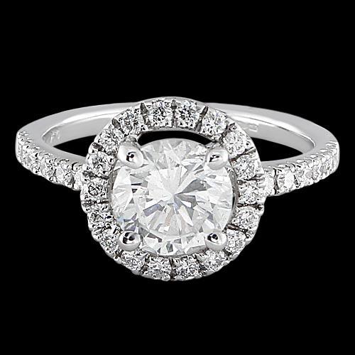 Halo Real Diamond Wedding Ring White Gold 1.50 Ct.