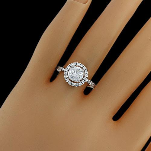 Halo Real Diamond Wedding Ring White Gold 1.50 Ct.