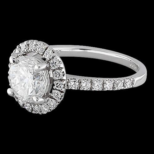 Halo Real Diamond Wedding Ring White Gold 1.50 Ct.