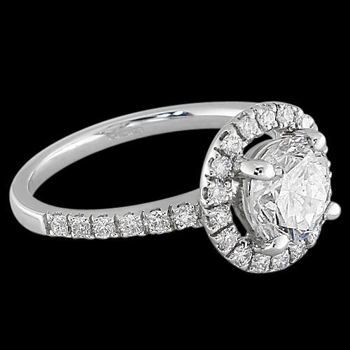 Halo Real Diamond Wedding Ring White Gold 1.50 Ct.