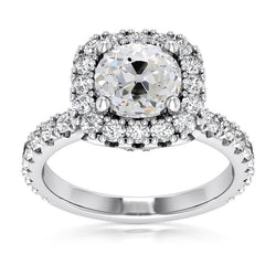 Halo Real Old Cut Round Diamond Ring With Accents Jewelry 6 Carats