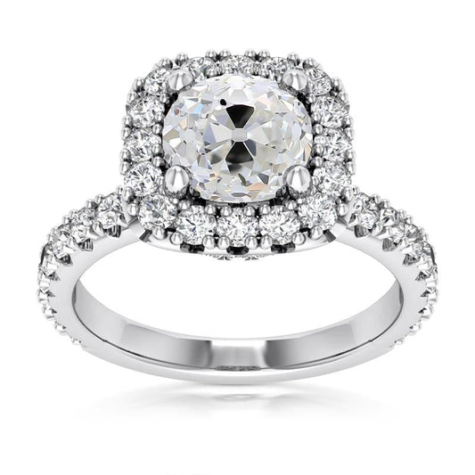 Halo Real Old Cut Round Diamond Ring With Accents Jewelry 6 Carats