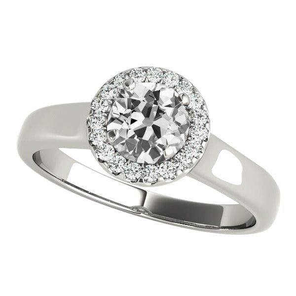 Halo Real Old European Diamond Engagement Ring 14K White Gold 3.50 Carats