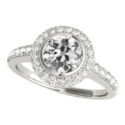 Halo Real Round Old Miner Diamond Ring With Accents Bezel Set 4.50 Carats