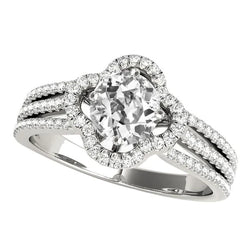 Halo Ring Old Cut Natural Earth Mined Diamond Triple Split Shank Star Style 7 Carats