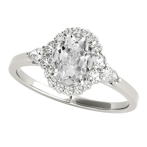 Halo Ring Pear & Oval Old Miner Real Diamond 3 Stone Style 4.50 Carats - Halo Ring-harrychadent.ca