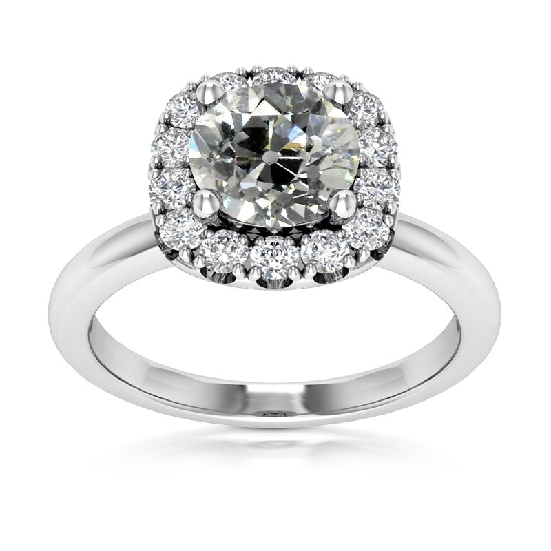 Halo Ring Round Natural Old Mine Cut Diamonds Prong Set 4.75 Carats