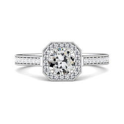 Halo Ring Round Old Mine Cut Real Natural Earth Mined Diamond Ring With Accents 3.50 Carats