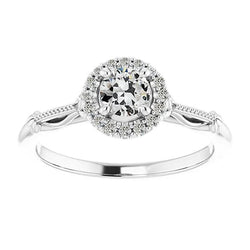 Halo Ring Round Old Mine Cut Real Natural Earth Mined Diamond Vintage Style 2.50 Carats