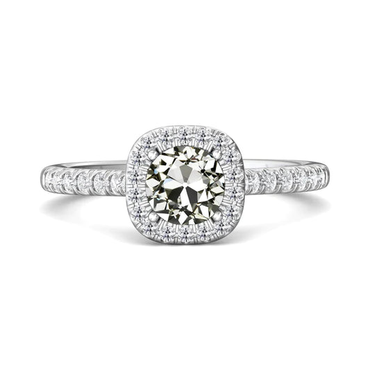 Halo Ring Round Old Miner Genuine Diamond Pave Set 14K Gold 3.50 Carats