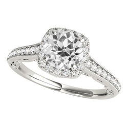 Halo Ring Round Old Miner Genuine Natural Earth Mined Diamond With Accents Jewelry 4 Carats