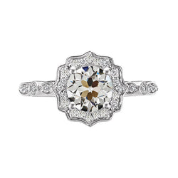 Halo Ring Round Old Miner Real Natural Earth Mined Diamond Vintage Style Prong Set 4 Carats