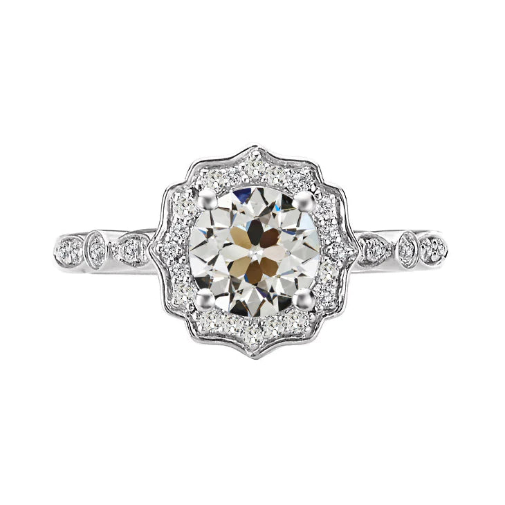 Halo Ring Round Old Miner Real Diamond Vintage Style Prong Set 4 Carats