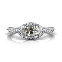Halo Ring Round & Marquise Old Miner Real Natural Earth Mined Diamond 6 Prong Set 4 Carats Gold