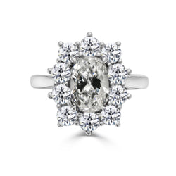 Halo Ring Round & Oval Old Cut Genuine Natural Earth Mined Diamond Ring Star Style 4.50 Carats