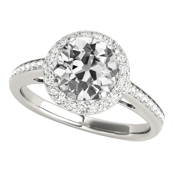 Halo Ring With Accents Old Cut Real Round Diamonds 4.75 Carats Ladies Jewelry