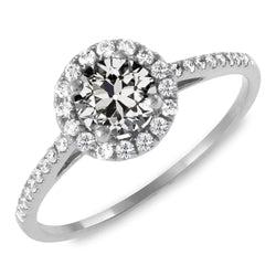 Halo Ring With Accents Round Old Mine Cut Real Natural Earth Mined Diamond 4.50 Carats