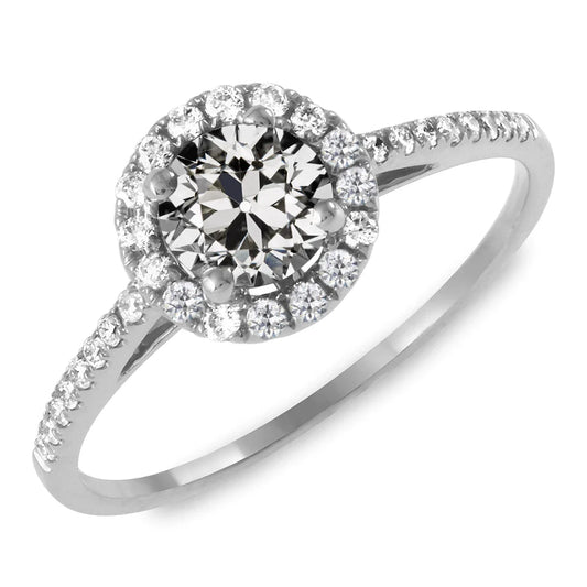 Halo Ring With Accents Round Old Mine Cut Real Diamond 4.50 Carats