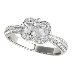 Halo Ring With Accents Round & Oval Old Mine Cut Real Natural Earth Mined Diamond 5.40 Carats