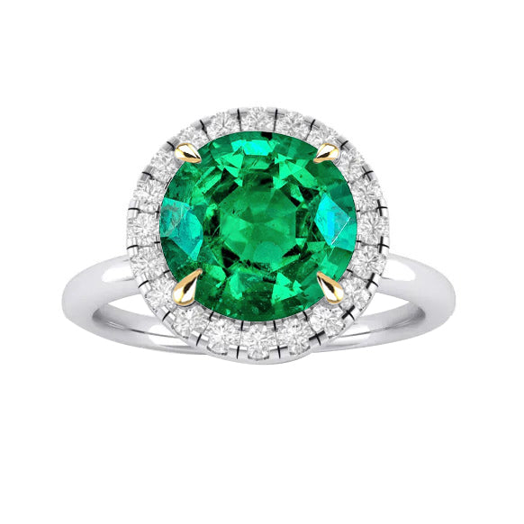Fine Emerald Colored Stone Ring 4-ct 14K Two Tone Gold – main view