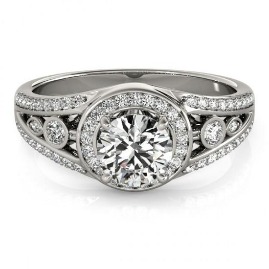 Halo Round Brilliant Genuine Diamond Engagement Fancy Ring 1.75 Carat WG 14K