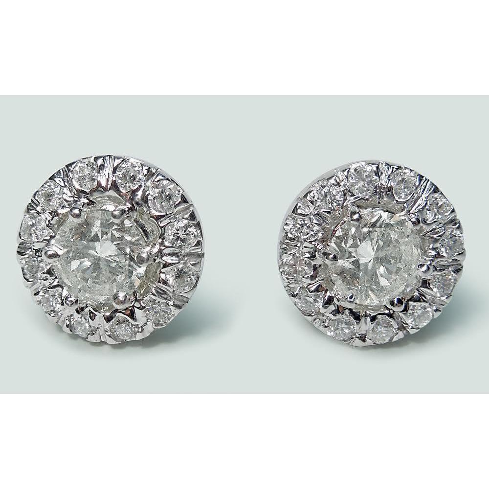 Halo Round Cut Natural Diamond Stud Earring 3.20 Ct. White Gold Jewelry