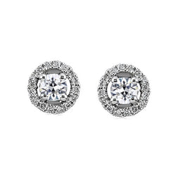 Diamond Stud Earrings – Antique Cushion 1 ct 14K White Gold