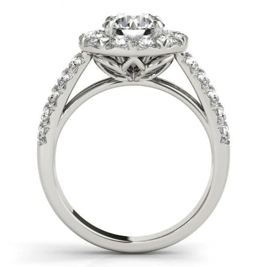 Halo Round Genuine Diamond Engagement Fancy Ring 1.75 Carats