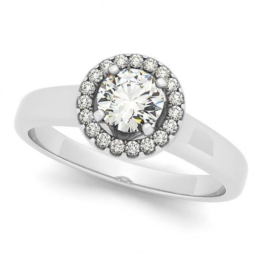 Halo Round Natural Diamond Engagement Ring Flower Style 1.0 Carat WG 14K