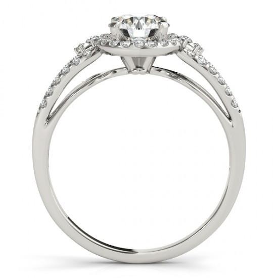 Halo Round Natural Diamond Engagement Ring Split Shank 1.50 Carat WG 14K